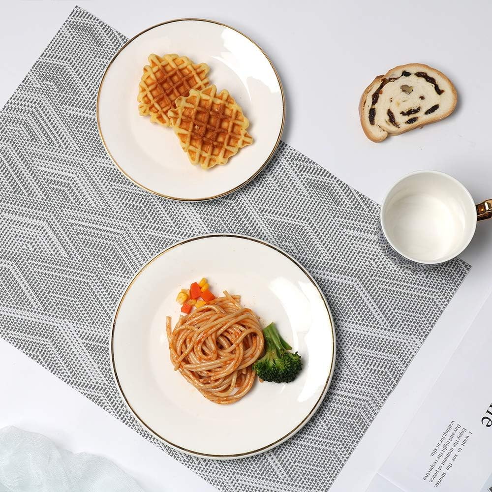Best Deal Product Sayopin Placemats, Placemats for Dining Table Set of 6 , Heat-Resistant Non-Slip Woven Place Mats for Kitchen Table Mats Vinyl Stain Resistant Christmas Placemats (6,Grey)
