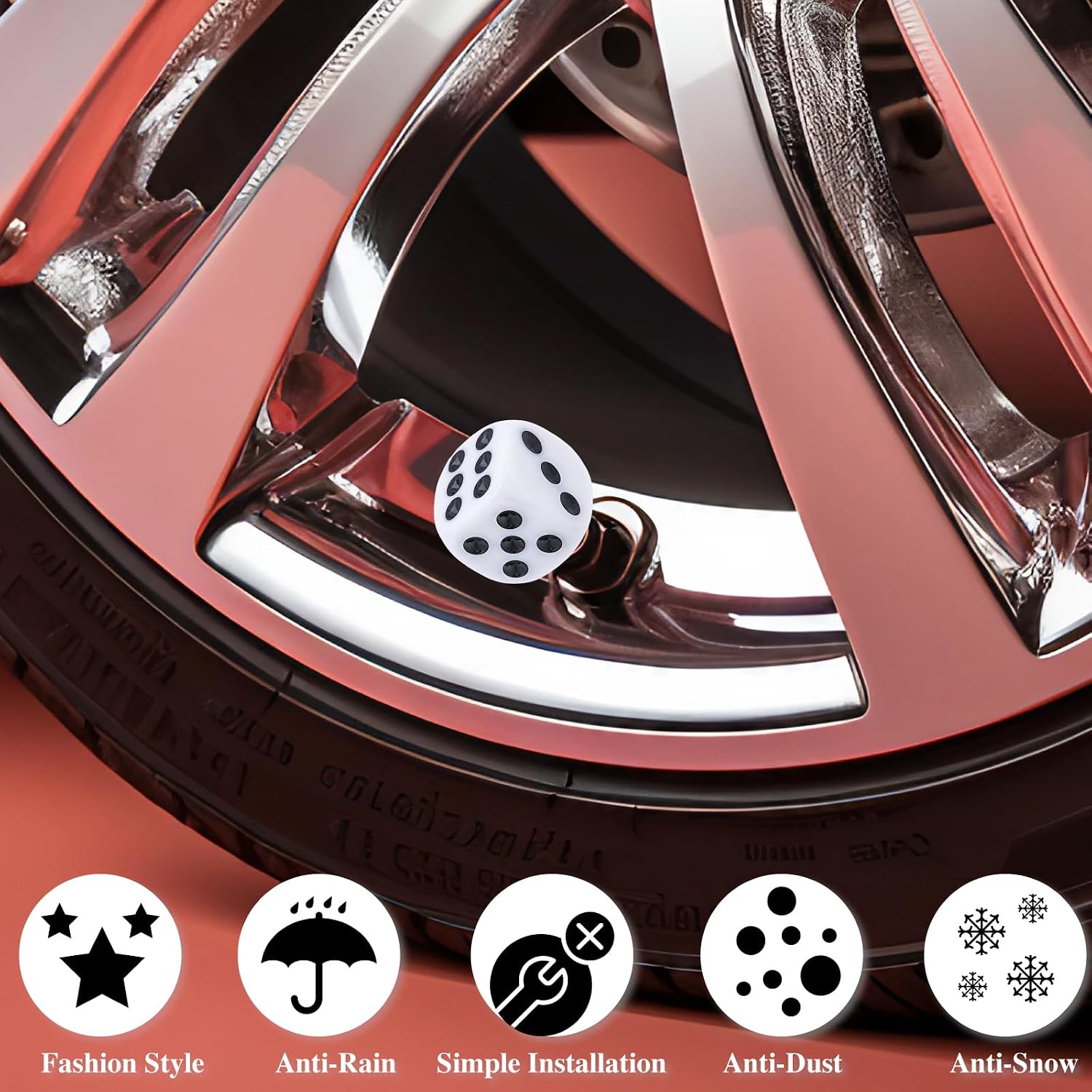 8PCS Dice Tire Valve Stem Caps,Waterproof Airtight Car Wheel Tire Air Caps Universal Tire Valve Stem Covers for Cars, SUV, Trucks, Bikes, Motorcycles, Bicycles(Black,White)
