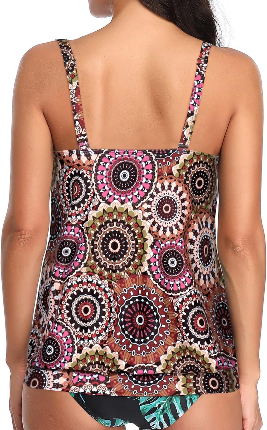 Yonique Womens Blouson Tankini Top No Bottom Loose Fit Swim Top Modest Tank Top : Clothing, Shoes & Jewelry