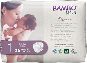 Couches Bambo Nature Premium pour bébés (TAILLLES 0 À 6 DISPONIBLES), Taille 1, 36 unités