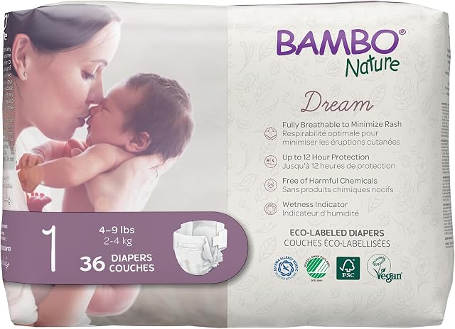 Bambo Nature Premium Baby Diapers (SIZES 0 TO 6 AVAILABLE), Size 1, 36 Count