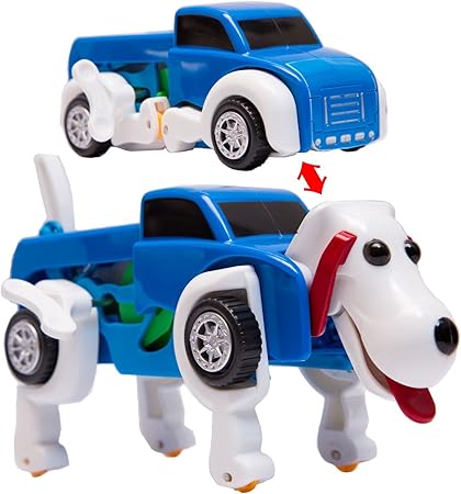 Amazon Seven Seas 変形 車 シリーズ 変形 おもちゃ 走っている途中 車が犬に変形するおもちゃ 犬 トイカー ゼンマイ式 ブルーb ロボット 子ども向けフィギュア おもちゃ