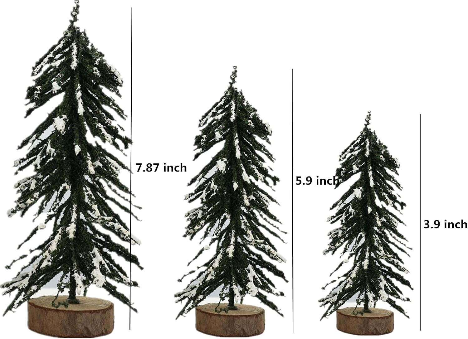 Jylucky 5pcs Mini Christmas Tree, Artificial Tabletop Mini Christmas Tree with 3 Sizes, Desktop Snow Tower Xmas Trees with Wooden Base for Christmas Thanksgiving Party Home Craft Decorations