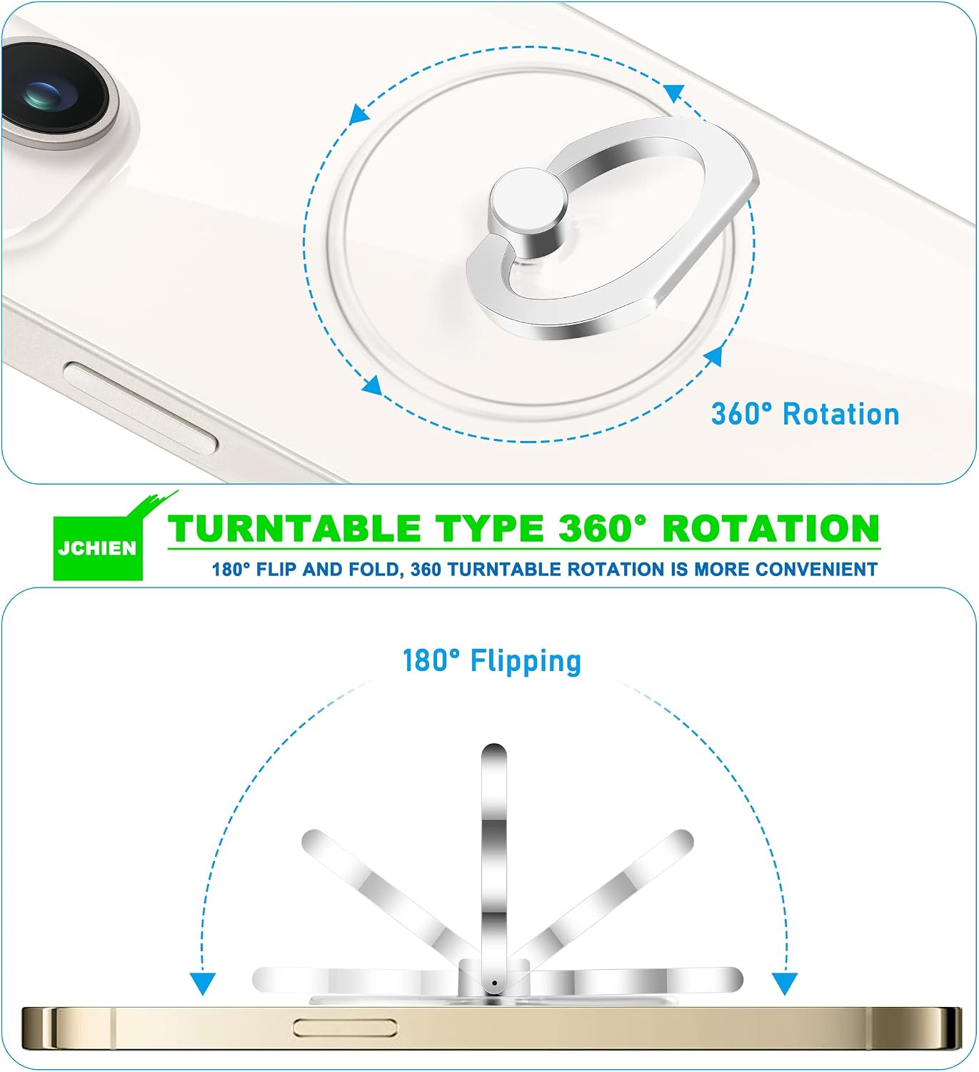 Phone Ring Holder - JCHIEN Transparent Universal Finger Grip Kickstand Cell Phone Ring Stand Holder Compatible with iPhone Samsung Smartphones