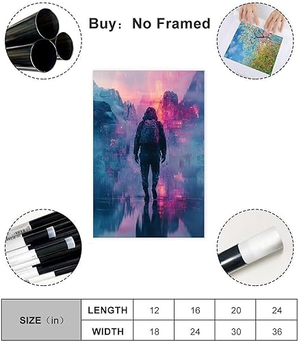 Miniatura 2 de XAHOR Glitchcore Pixel Art Print  Retro-Futuristic Digital Landscape Wall Decor  Cyberpunk Room Aesthetic Poster for Room Aesthetics Canvas Wall Art