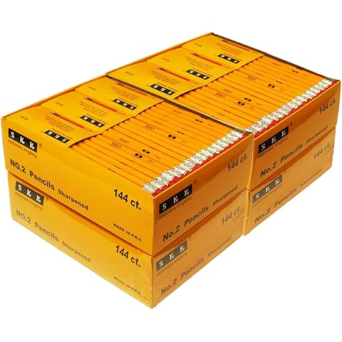 SKKSTATIONERY 576 Pack Pre-sharpened pencils, Bulk Yellow Sharpened Pencils with eraser top, # 2 HB pencil for classroom office Supplies, Writing, Drawing and Sketching 144Pcs*4Box.