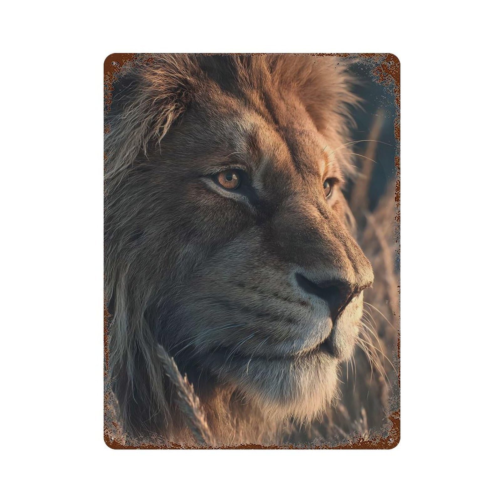 Majestic Lion Portrait Decorative Tin Sign 15.7"x11.8", Farmhouse Wall Decor for Living Room, Hallway And Home Decor