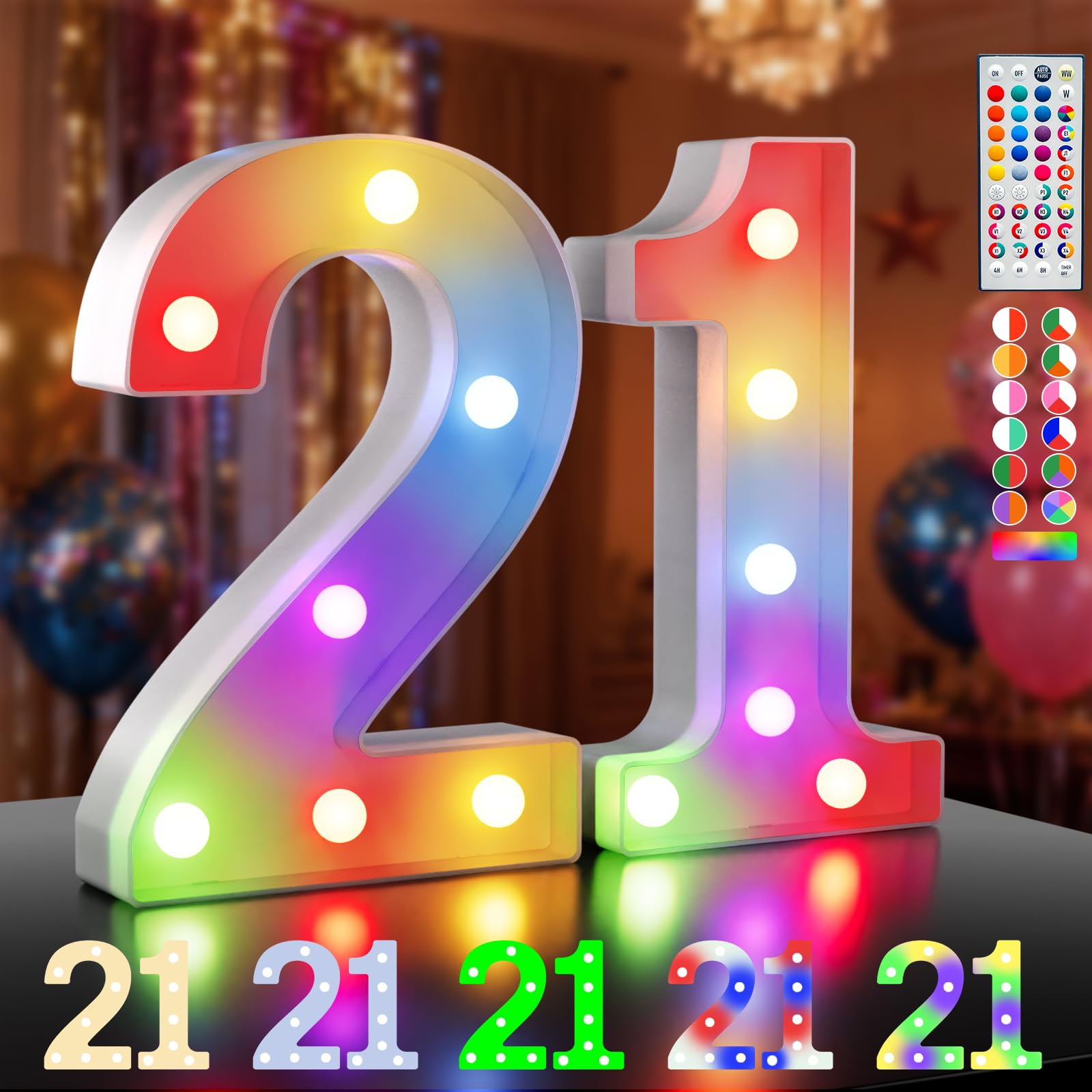 Ledido 35 Farben Led Leuchtzahlen Buchstaben für Happy Birthday deko, Party deko, Hochzeitsdeko, Leuchtschilder für bar Geburtstage, Batteriebetriebene, Desktop Wandtischdeko