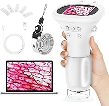 HUTACT Kids Portable Microscope with 2'' Screen - 1000X Digital Handheld Microscope with Prepared Slides Kit, Christmas Birthday Gifts for Kids All Age