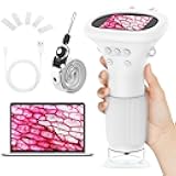 HUTACT Kids Portable Microscope with 2'' Screen - 1000X Digital Handheld Microscope with Prepared Slides Kit, Christmas Birthday Gifts for Kids All Age