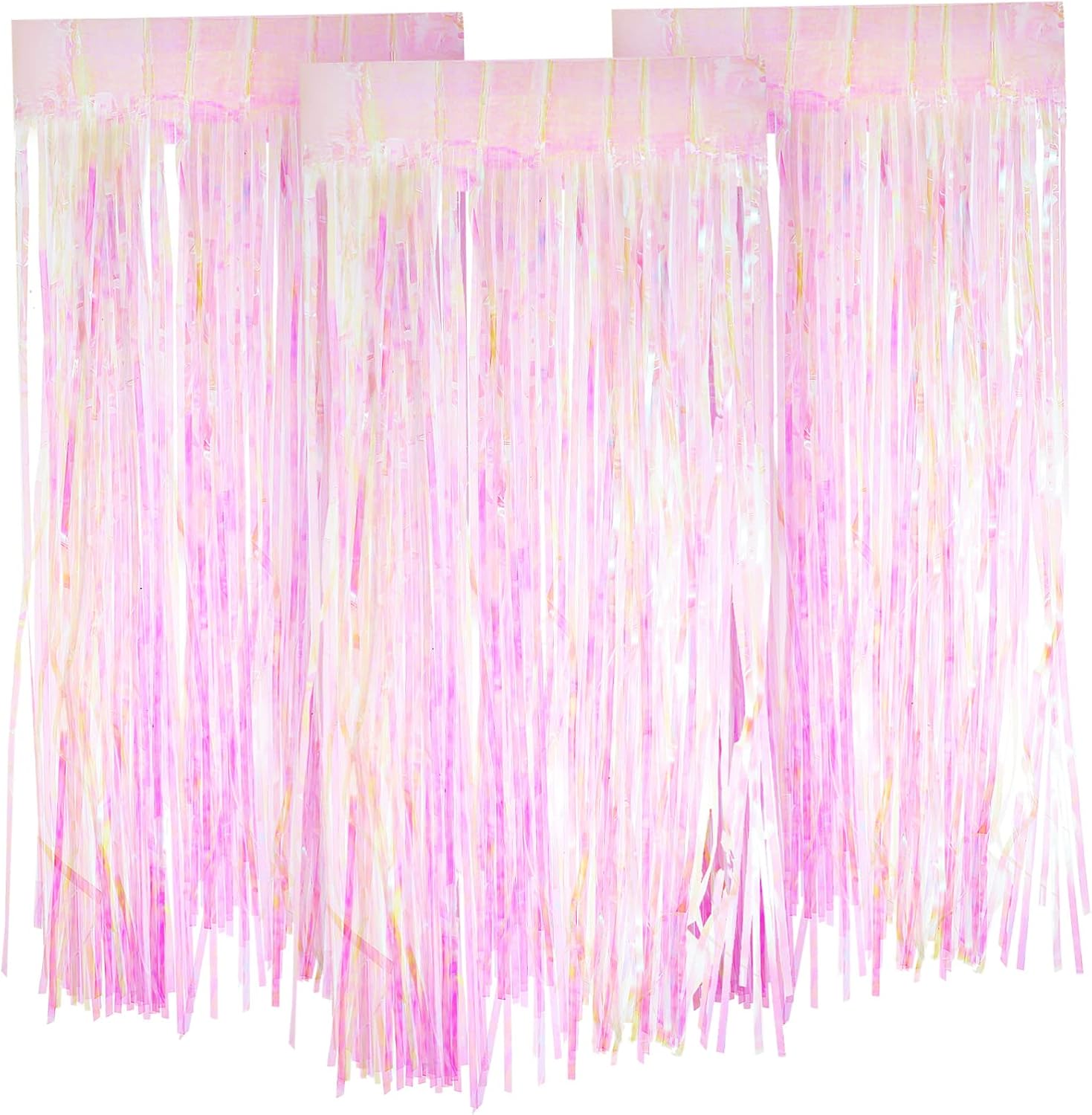 3 Pcs Iridescent Foil Streamers Door Curtains Rainbow Tinsel Backdrops for Party Decorations for Birthdays Weddings Showers and Holiday Celebrations