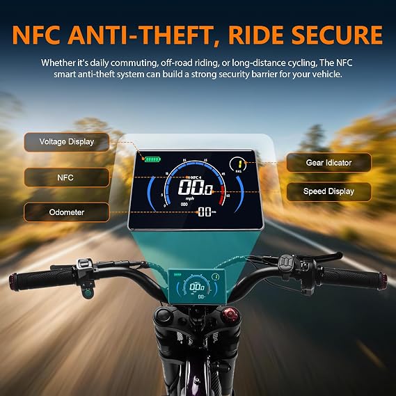 4700W Electric Off-Road E-Bike for Adults & Teens, 60V 32Ah Detachable Battery, 110 Miles Range, 50MPH, 19 Non-Slip Tires, Dual Suspension, NFC Anti-Theft, Hydraulic Brakes