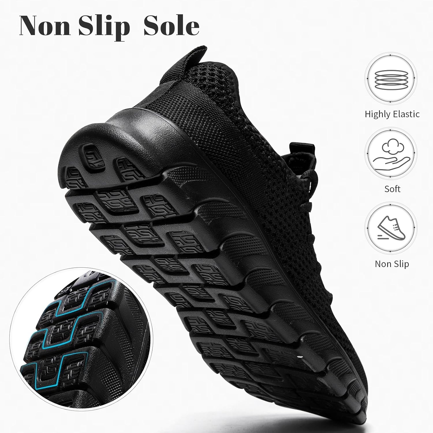 Mens Running Shoes Tennis Sneakers Slip on Walking Gym Non Slip Work Shoe Lightweight Breathable Causal Athletic Workout Shoes