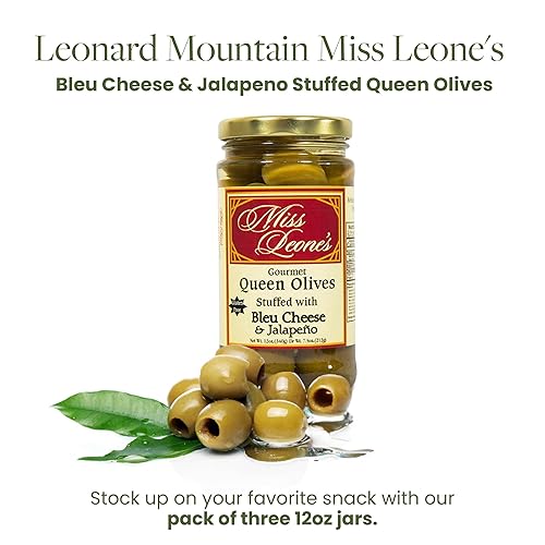 Miniatura 2 de Leonard Mountain Miss Leone - Aceitunas rellenas de queso Bleu y jalapeño, 12 onzas, paquete de 3