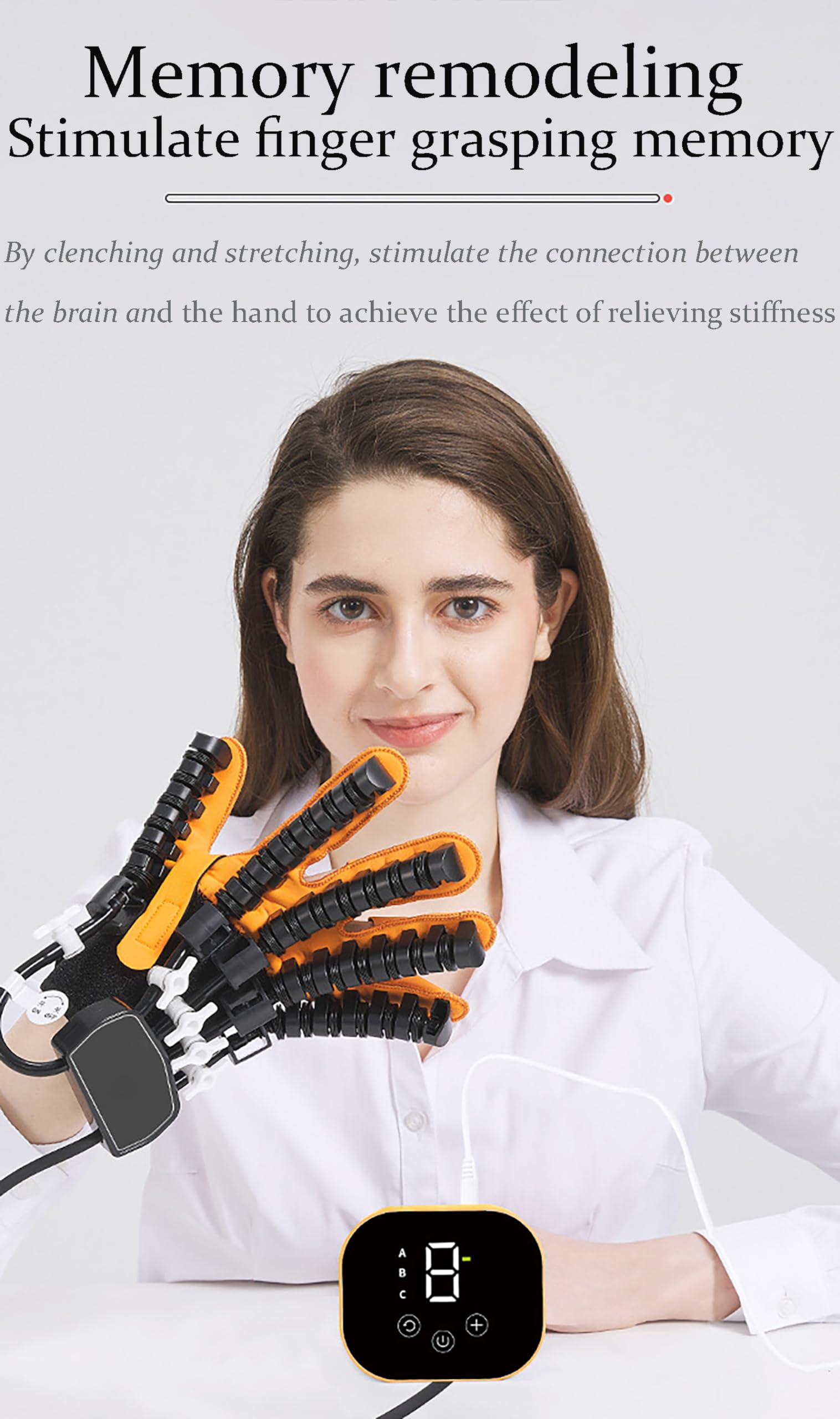 Guanti Robot per Riabilitazione, Dispositivo Elettrico per L'allenamento Della Mano Con Il Dito, Attrezzatura per Il Recupero Del Colpo Della Mano Da 1-9 Livelli