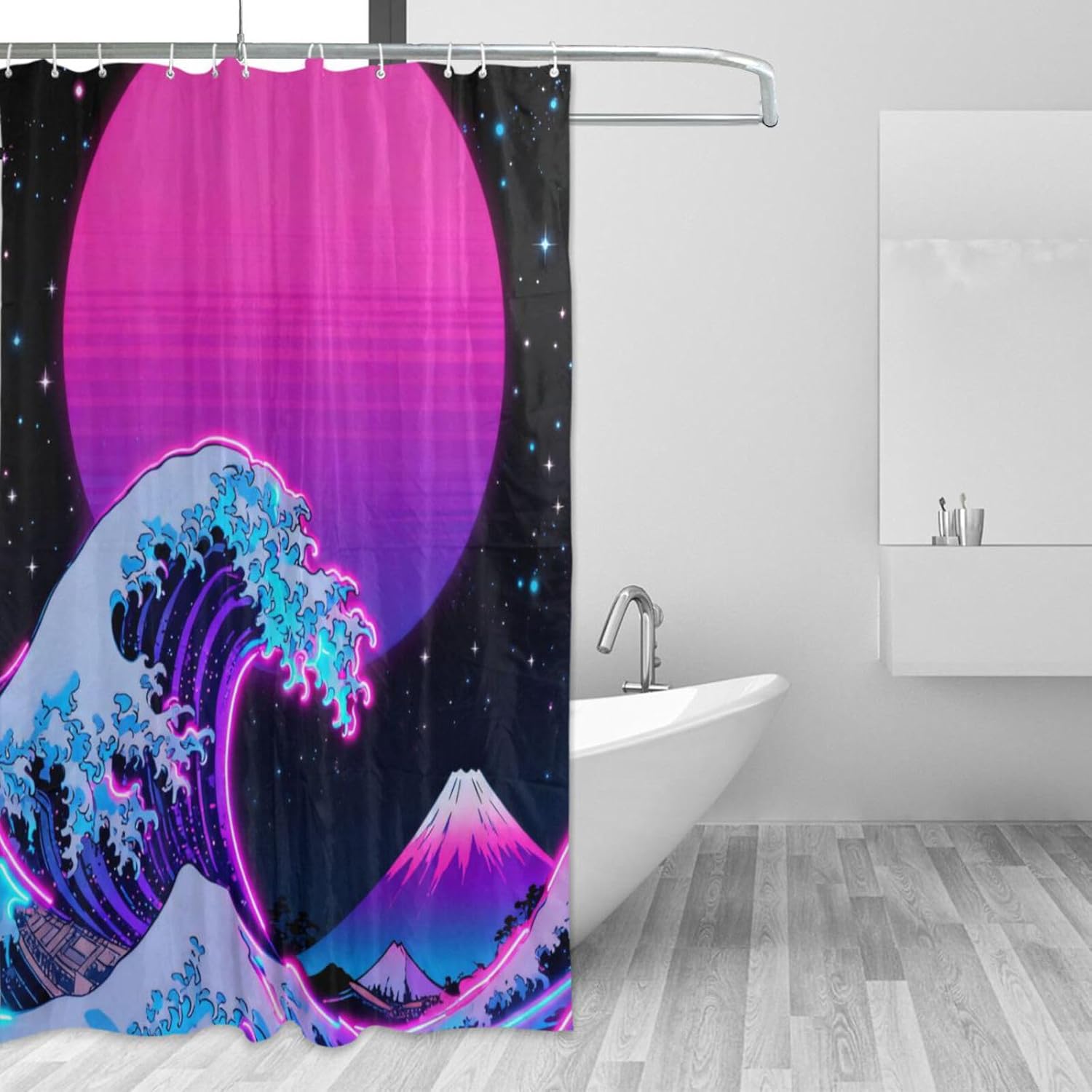 72x72 Inch Water Repellent Shower Curtains with Resistant Washable Luxury Shower Curtain Liner for Room Waves