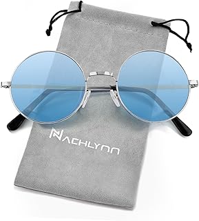 Round Hippie Sunglasses Metal Border Circle Hippie Glasses UV380 Protection 70s Sunglasses for Men Women Party Favor