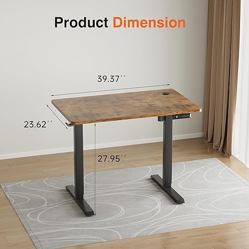 Vista 60 de Furmax Escritorio eléctrico de pie, escritorio ajustable de altura de 55 x 24 pulgadas con ruedas extraíbles, escritorio para computadora de oficina
