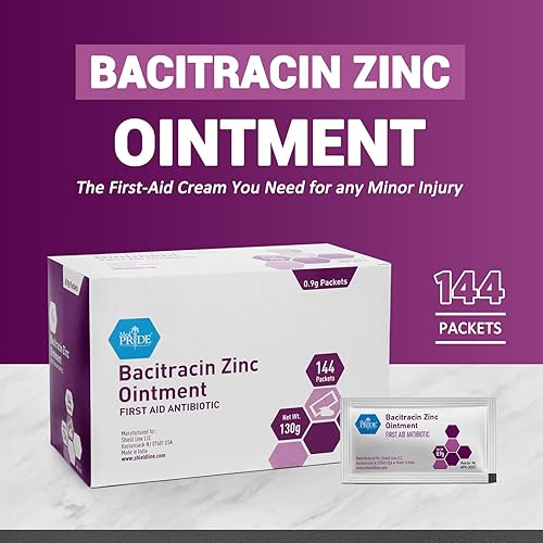 Miniatura 6 de MED PRIDE Ungüento de zinc de bacitracina, crema antibiótica para heridas, quemaduras, cortes, 144 paquetes de tamaño de viaje x 0.03 oz, primeros