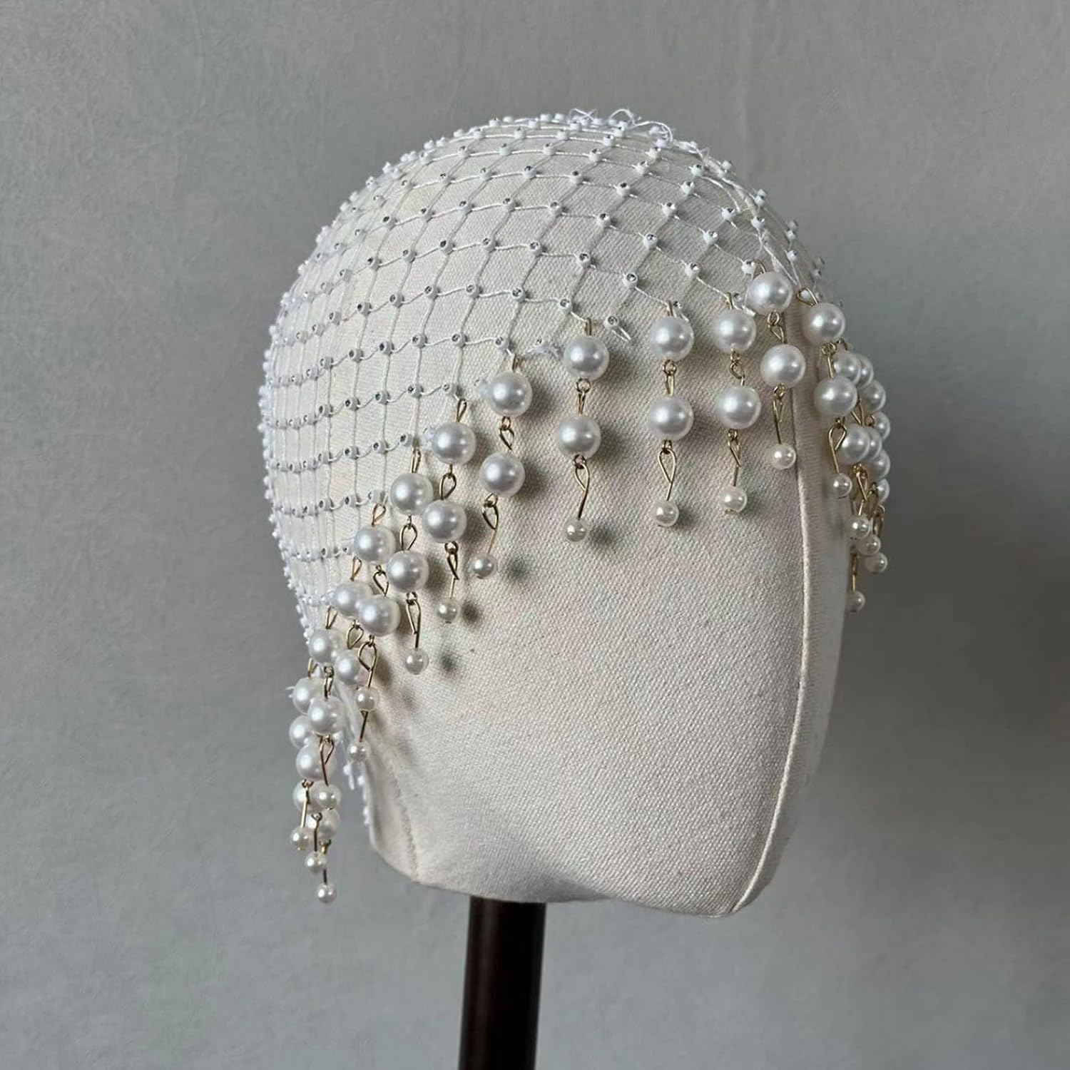 Soft And Secure Pearls Tassels Hair Hat Exquisite Pearls Tassels Headwear Handmade Hollow Out Designs For Ladies Fashion