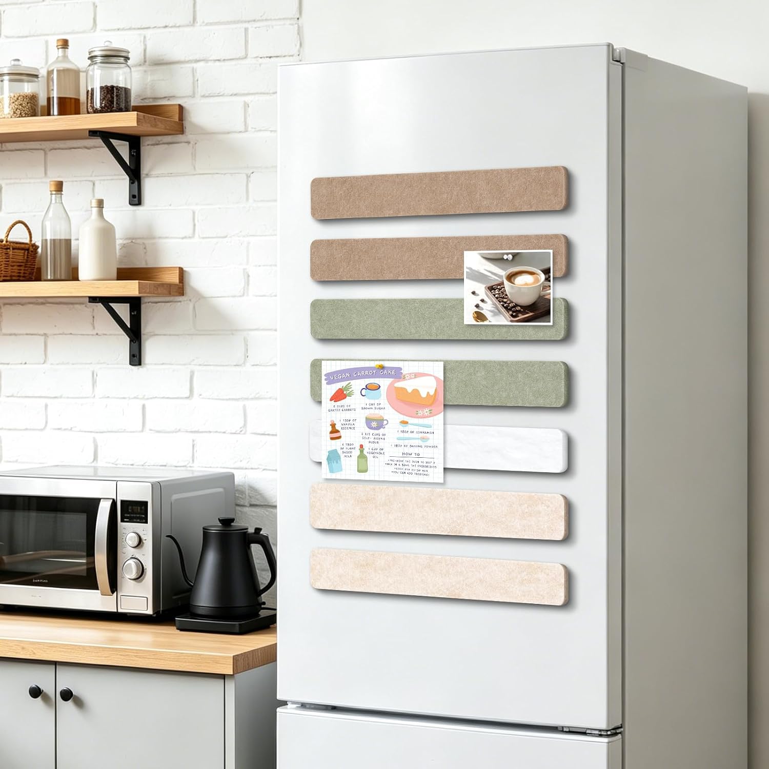 DOLLAR BOSS 10-Pack 13"x2" Felt Board Strips, Natural Earth Tones | Small Cork Board for Walls, Alternative Bulletin Pin Board, Bar Strip, For Office Home Door Fridge, Includes 40 Pins