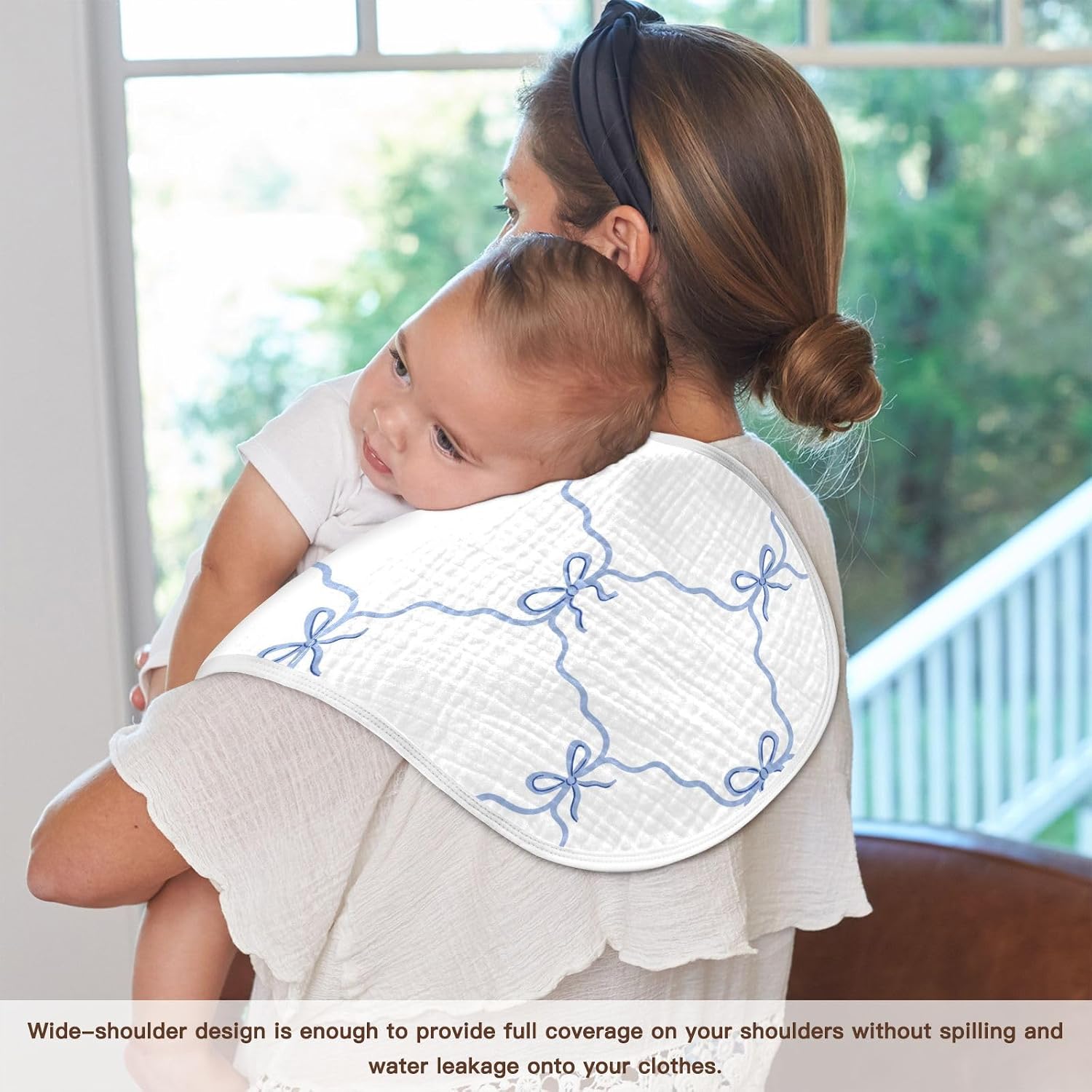 vvfelixl Baby Burp Cloths Blue Ribbon Bow Baby Newborn Cotton Burping Cloths Set Baby Washcloths 4 Pack