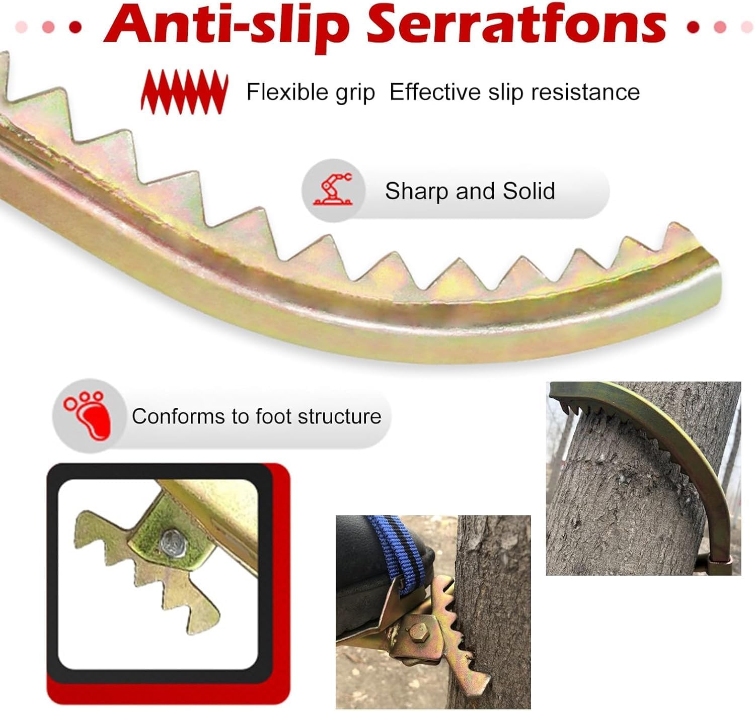 Adjustable Clim Spikes for Coconut Palm Trees - Wooden Pole Climbers for Safe Tree Cutting, Efficient Fruit Picking & Jungle Survival 250mm/9.8''