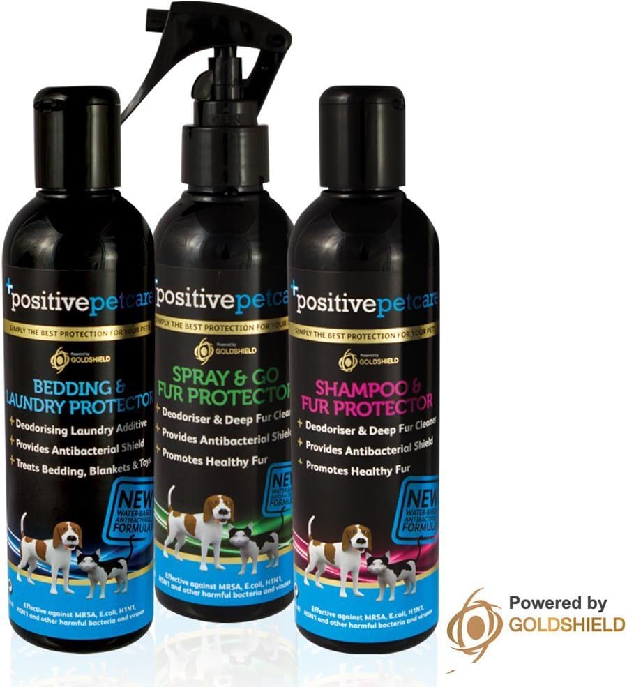 Essential Dog Gift Pack - Contains Bedding And Odour Eliminator Laundry Detergent, 7 Day Spray And Go Fur Protector, And 14 Day Shampoo Fur Protector & Conditioner - Market Leading Water Based Products That Are 100% Safe For Pets by Positive Petcare