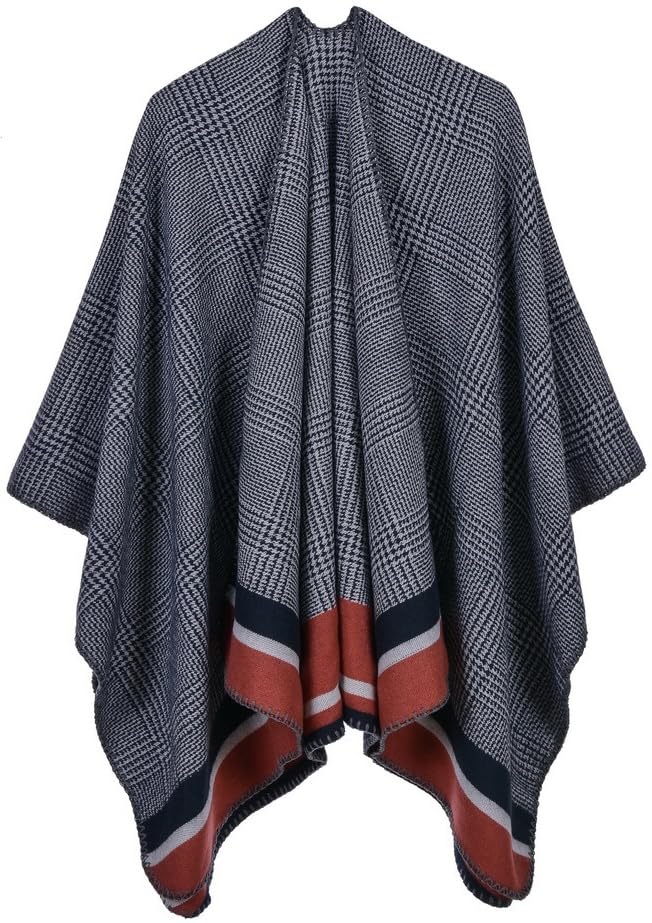 Misstyle Women's Color Block Warm Shawl Wrap Poncho Cape Open Front Long Winter Coat - Review, Price and Buying Guide