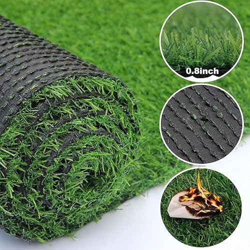 18Mm Green Artificial Grass 4Ftx6Ft, Fake Faux Grass Turf Mat, Indoor Outdoor Garden Dogs Pet Synthetic Grass Carpet Doormat, Rubber Backed With Drainage Holes #TOP1