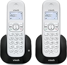 VTech CS1551 DECT Cordless Phone with Answering Machine and Call Block, 2 Handsets, Intercom, Landline House Phones, White, Caller ID/Call Waiting, Redial, Handsfree, illuminated Display and Keypad