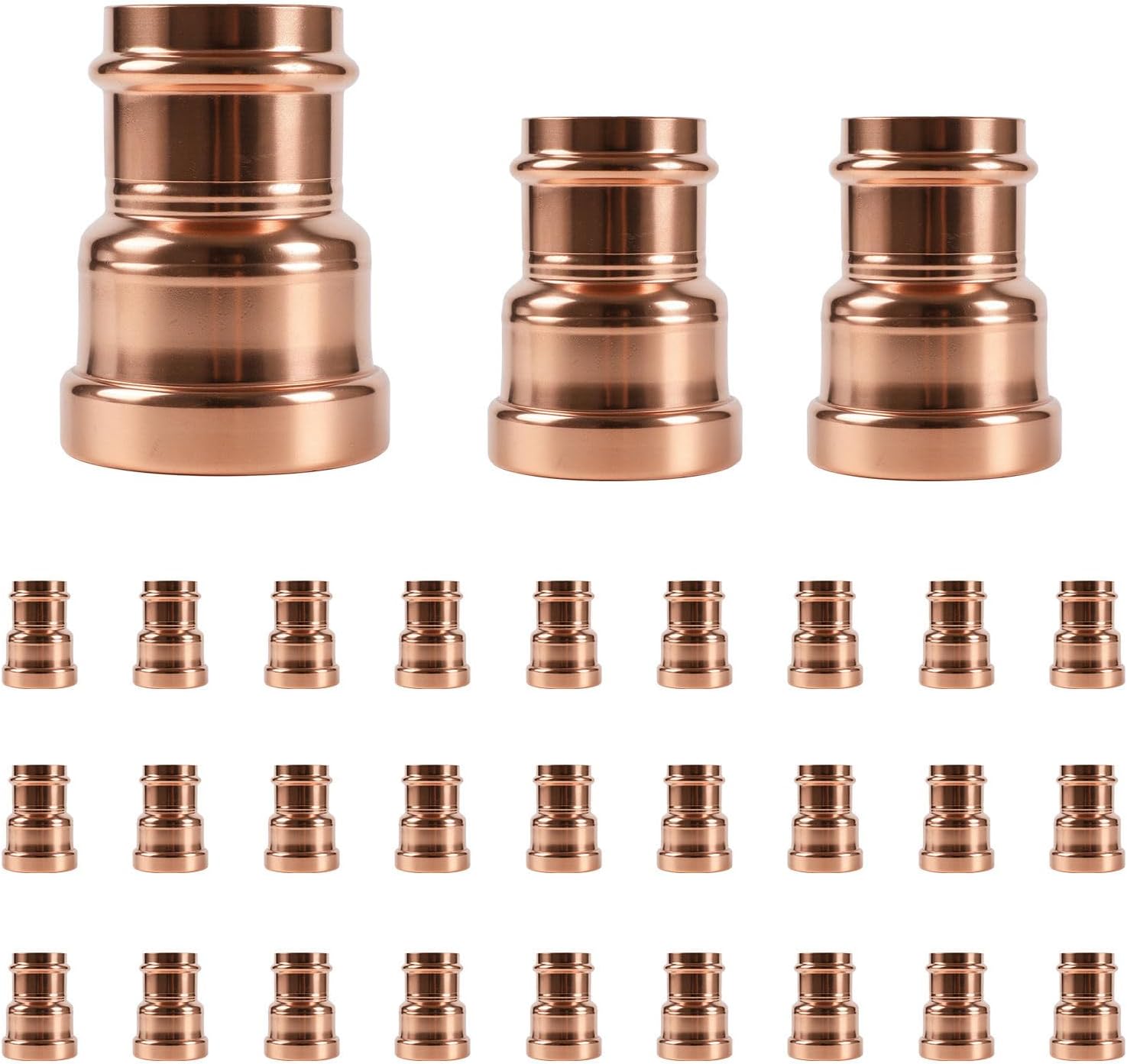 (Pack of 10) GUOFIS Copper Press Coupling Fittings,3/4 Inch x 3/4 Inch Copper Press Fit Coupler(NO Stop)(PRESS026)