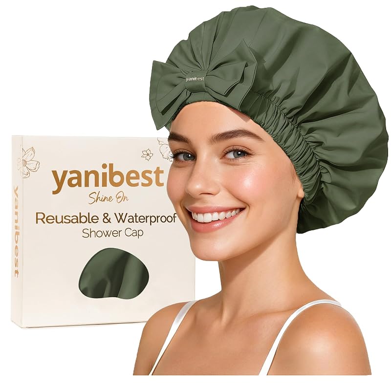 Touca de banho reutilizável YANIBEST com faixa elástica larga e laço