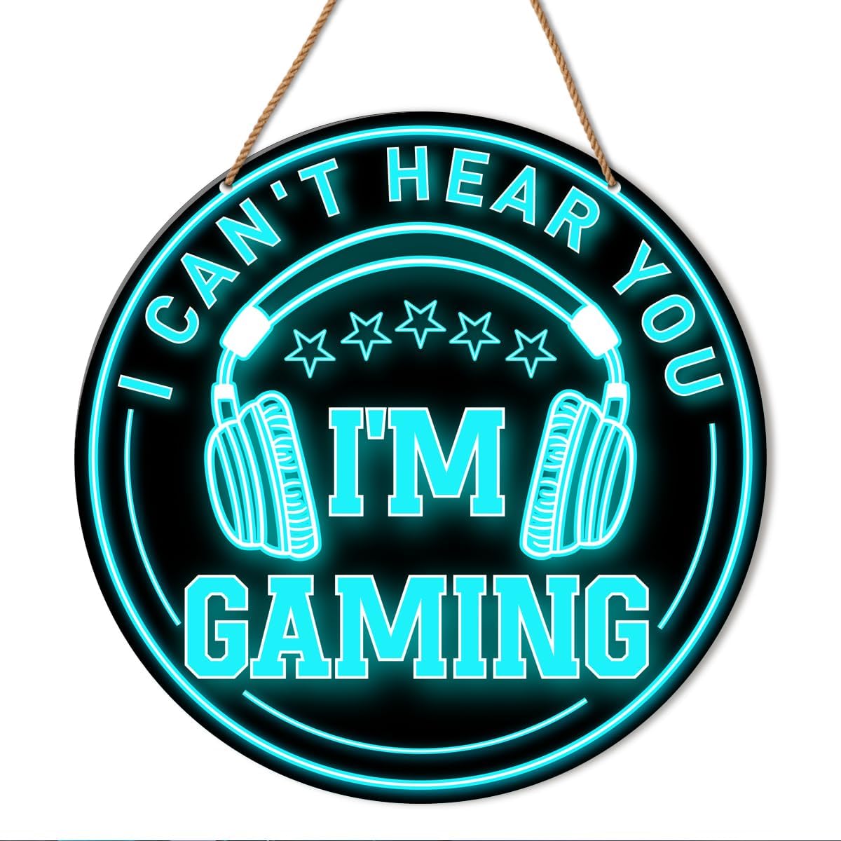Funny Gaming Room Door Sign, Gamer Room Decor for Teen Boys Son Bedroom Playroom Man Cave Wall Hanging Sign Christmas Birthday Gift for Game Lover Gamer, I Can't Hear You I'm Gaming
