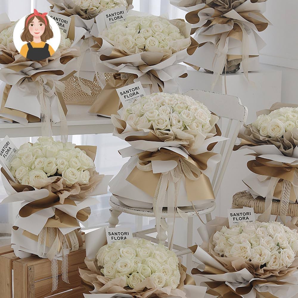 Carta Da Regalo Floreale Double Face: 20 Fogli 58x58 Cm, Impermeabile E Resistente - Perfetta Per Mazzi Di Fiori E Confezioni Regalo
