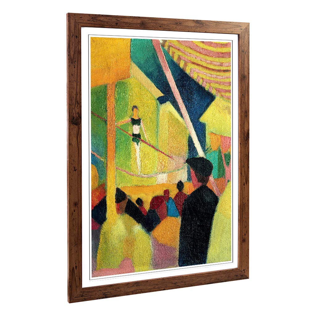 Big Box Art Framed Print of August Macke Tightrope Walker (2) Design | Wall Art Picture | Home Decor for Kitchen, Living Room, Bedroom, Hallway, Walnut, A2 / 24.5x18 Inch / 62x45cm