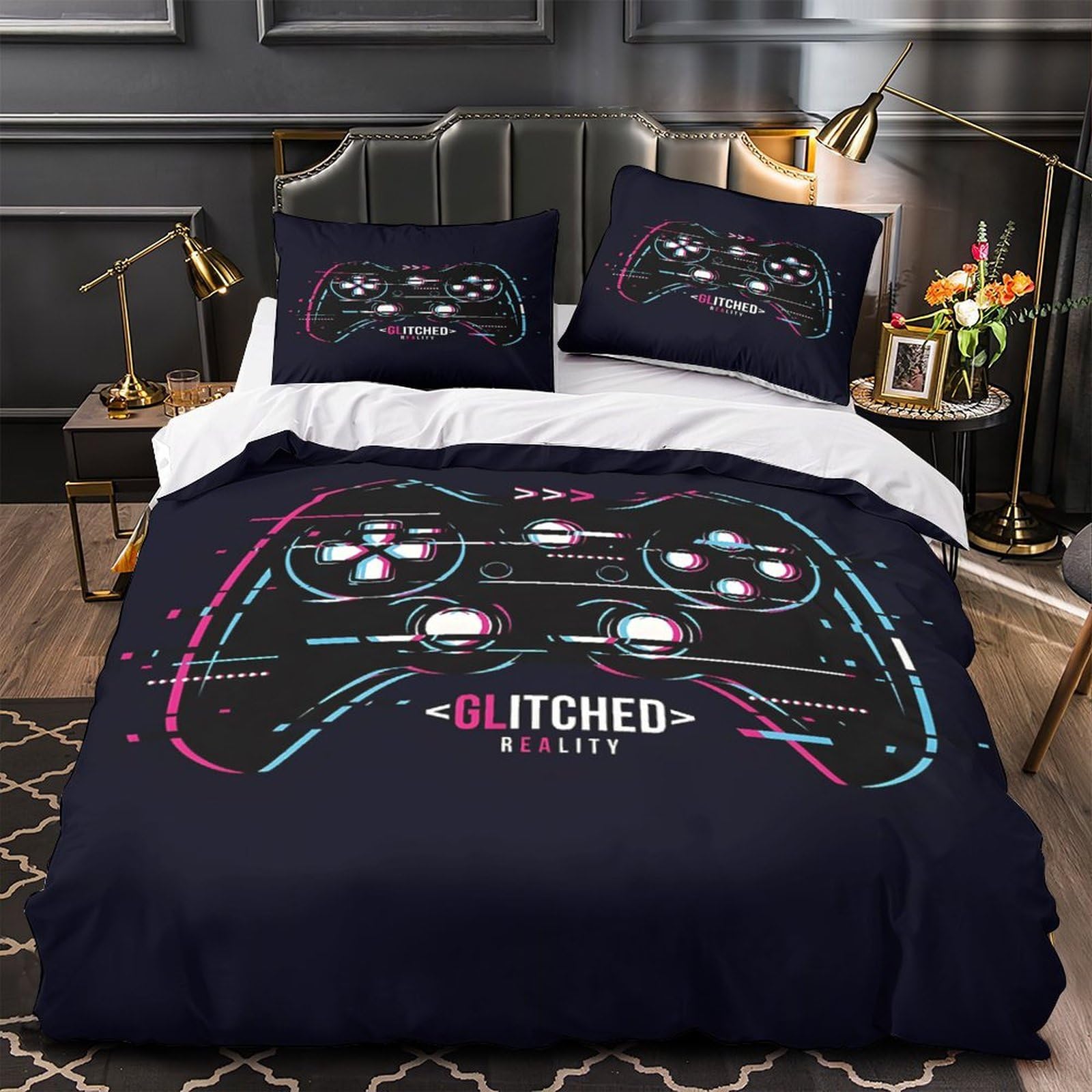 Funda Nórdica 3D Impresa Mando Gaming Microfibra Decoración Dormitorio Juego de Cama para Adolescentes Suave Transpirable Super King（260x220cm）