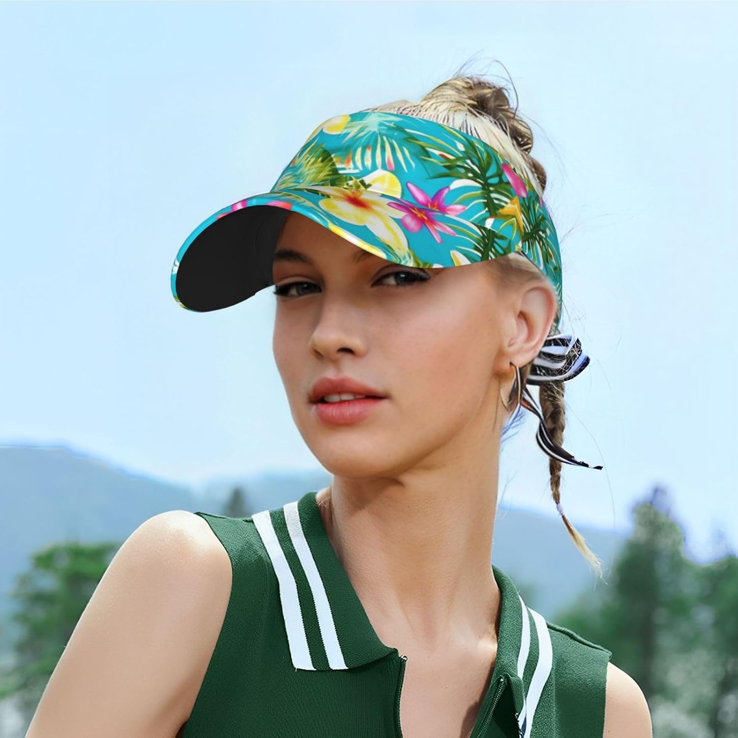 The Underwater World Tropical Fish Printed Sports Cap, Sun Visors hat for Women Men, Adjustable Tennis Sun Hats