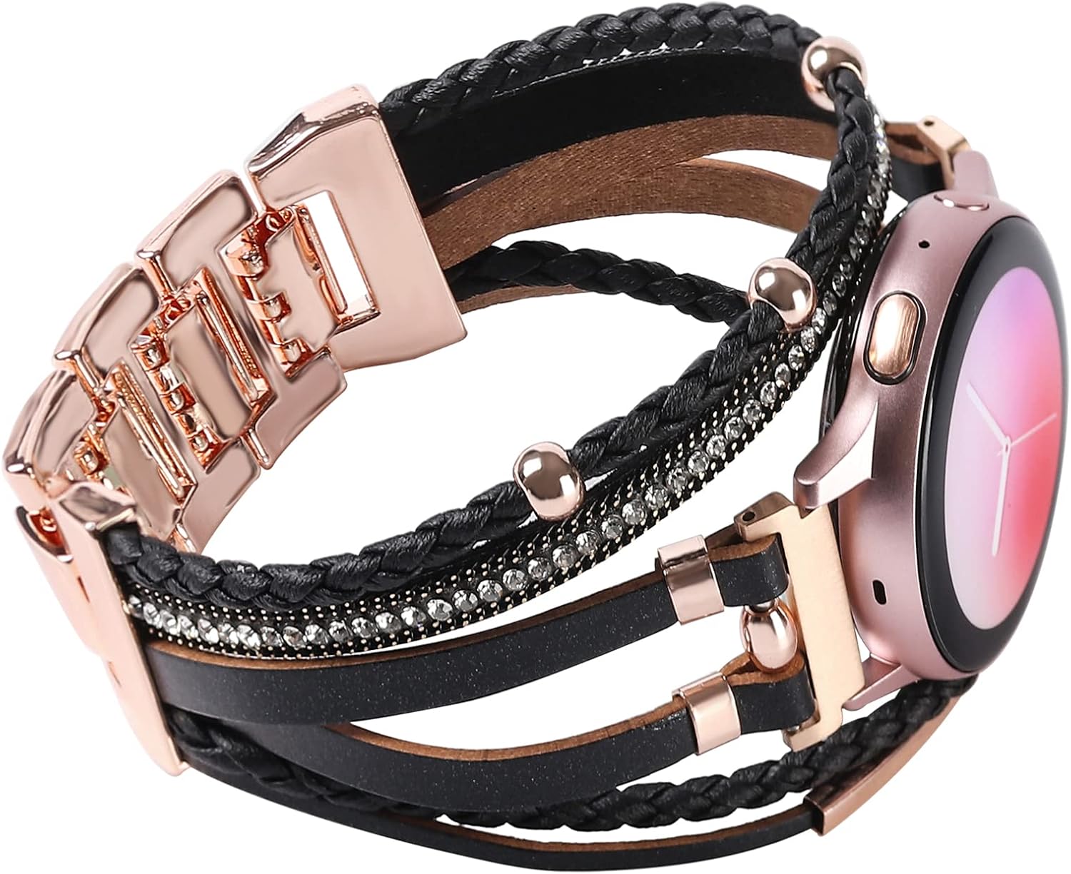 Posh Leather Bands Compatible with Samsung Galaxy Watch 7 6 5 4 40mm 44mm/Watch 6 4 Classic Band 42mm 46mm 43mm 47mm/Galaxy Watch 5 Pro Band 45mm/Active 2, 20mm Boho Bracelet Handmade Strap for Women