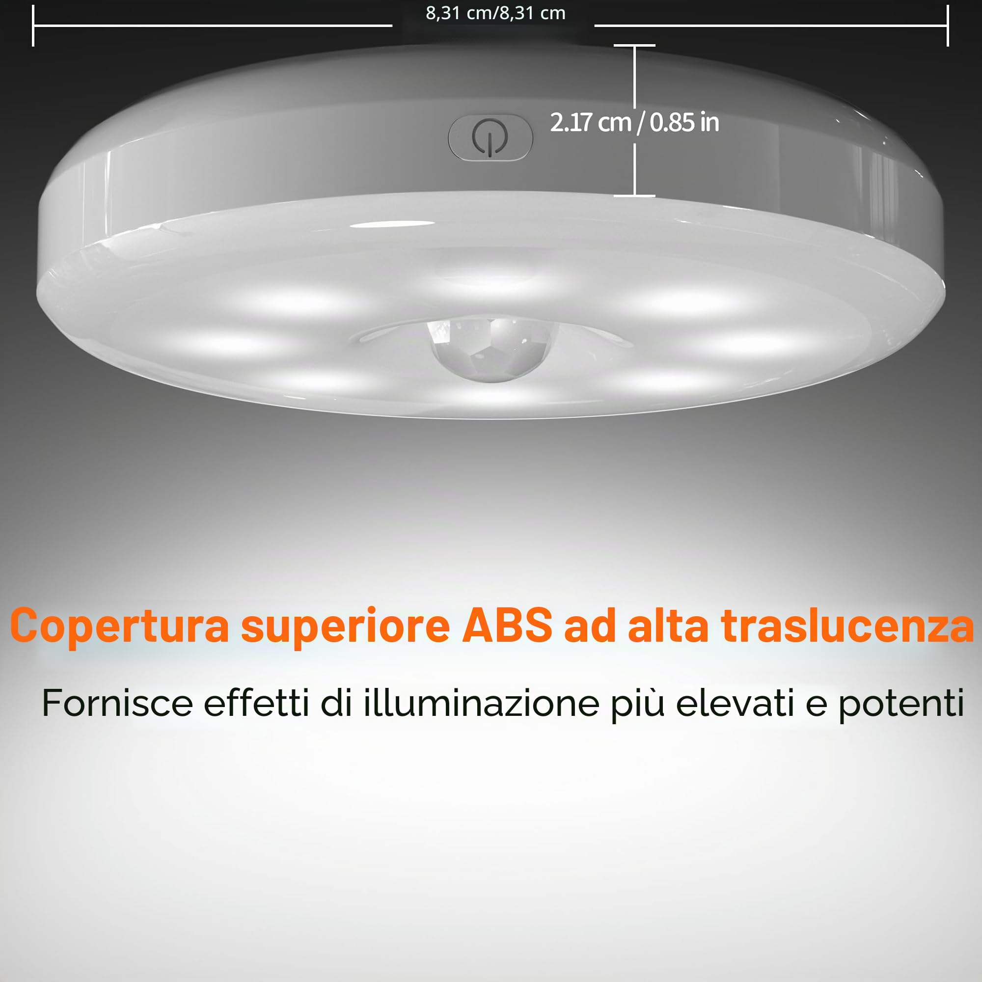 6 Luci Notturne con Sensore di Movimento, Luce LED Ricaricabile USB, Illuminazione per Armadio, 3 Modalità, Sensore di Movimento Interno per Illuminazione di Scale, Camera da Letto, Cucina, Cameretta