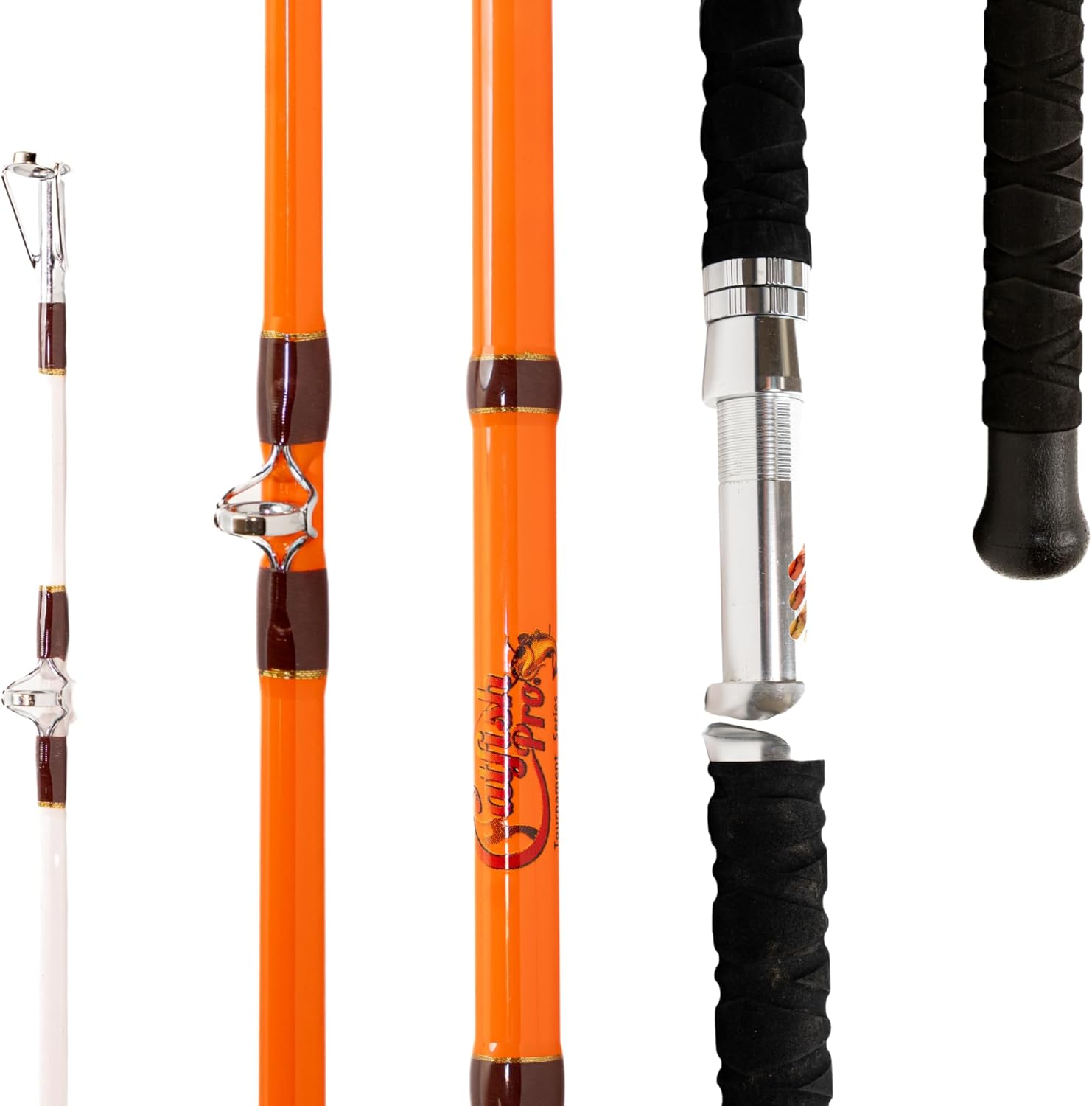 Catfish Pro Tournament Series 2.0 Glow Rod 7'6" One-Piece Spinning or Casting, M, MH, H Action, Sun-Activated Glow-in-the-Dark Rod, Anti-Slip Super Grip Handle, Stainless Steel Guides