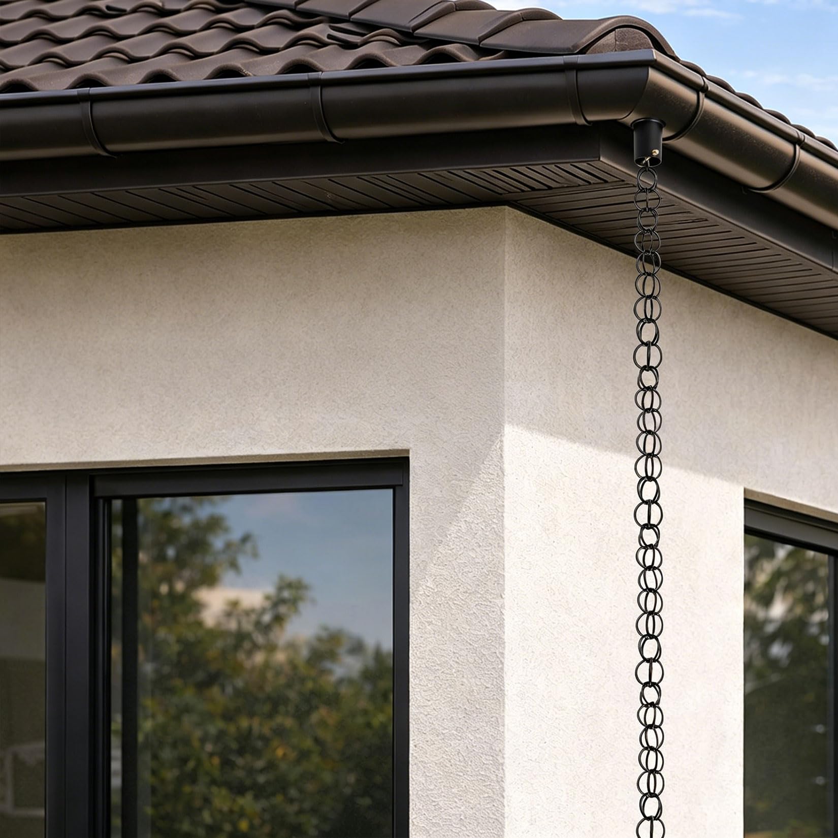 Catena per grondaia alluminio,catena raccogli pioggia grondaia,Resistente alla Ruggine,per Grondaie,Giardino,Cortile,Drenaggio,Decorazione per Esterni,Elegante e Funzionale Anelli per Adattarsi