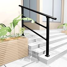 Railings for Outdoor Steps, Outdoor Metal Stair Railing, No Reserved Holes, Need to Drill Holes By Yourself, Hand Rails for Outdoor Steps for Balconies, Parks, Residential Steps2 crossbars,150