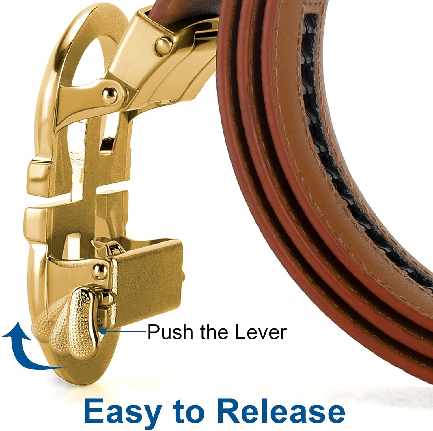 ITIEZY Ratchet Belts for Men - Leather Click Belt for Casual Dress 1 3/8", Mens Adjustable Belt Trim to Fit - Image 3