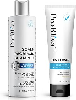 ProBliva 건선 샴푸 & 컨디셔너 세트: 건선, 지루성 피부염 및 비듬용 두피 샴푸, 3% 살리실산 함유 - 딥 모이스처라이징 및 진정 두피 케어