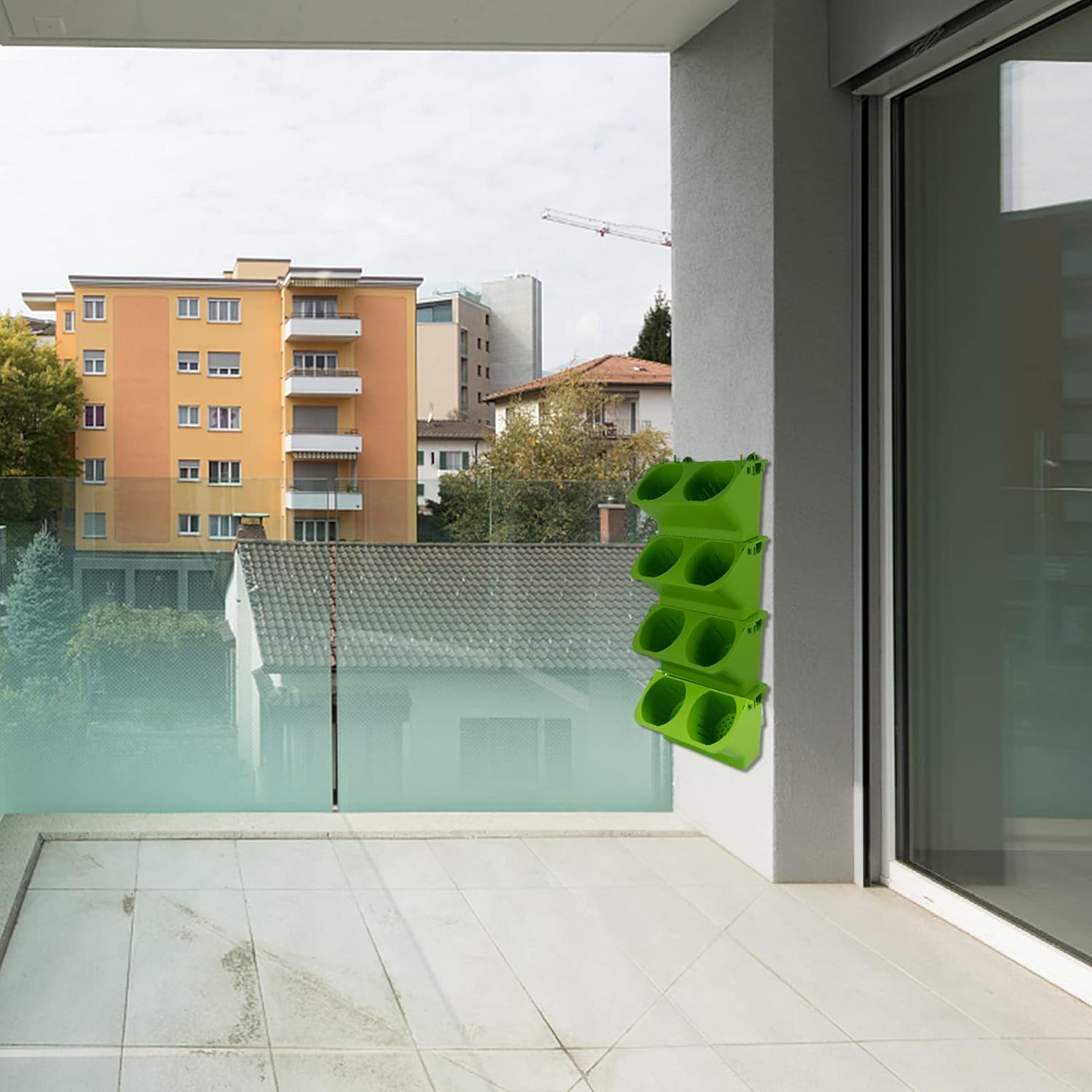 Toyvian 4pcs Self-Watering Vertical Wall Planter Pot for Use Efficient Water Conservation Drainage Design for Apartments Balconies Yards Patios