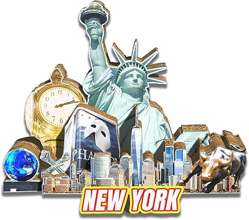 Imán para nevera, imán de Nueva York, estado de ánimo, 3D, para viajes, coleccionables, recuerdos, decoración hecha a mano