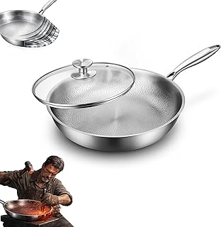 Pure Titanium Hammered Frying Pan with Lid