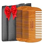 Viking Revolution Wooden Beard Comb & Case, Dual Action Fine & Coarse Teeth, Perfect for use with Balms and Oils, Top Pocket Comb for Beards & Mustaches (2 Pack)