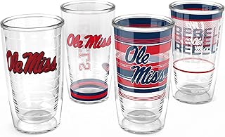Ole Miss Rebels - Assorted Made in USA Double Walled Insulated Tumbler Travel Cup Keeps Drinks Cold & Hot, 16oz 4pk, Classic